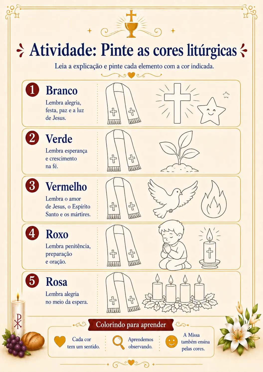 Atividade: Pinte os símbolos da Eucaristia