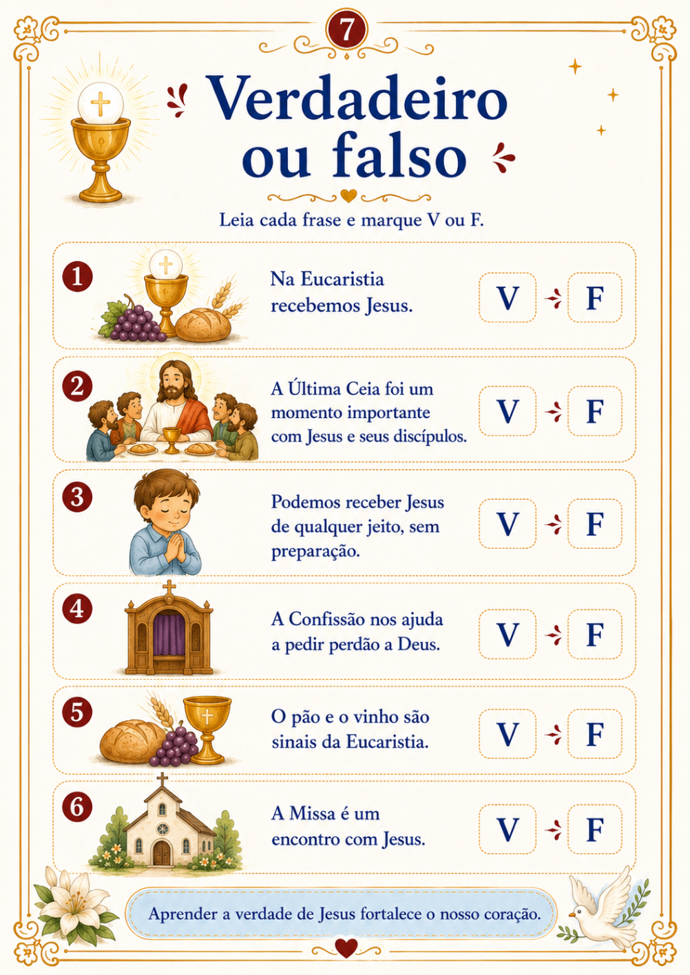 Cards para recortar: Símbolos da Eucaristia