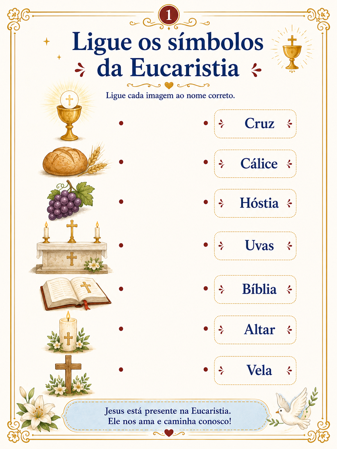 Atividade: Ligue os símbolos da Eucaristia